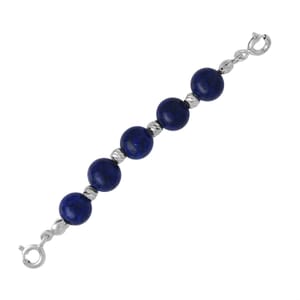 Lapis Lazuli Multi-Function Beaded Chain with 2pcs 5mm Spring Lock in Rhodium Over Sterling Silver 35.00 ctw