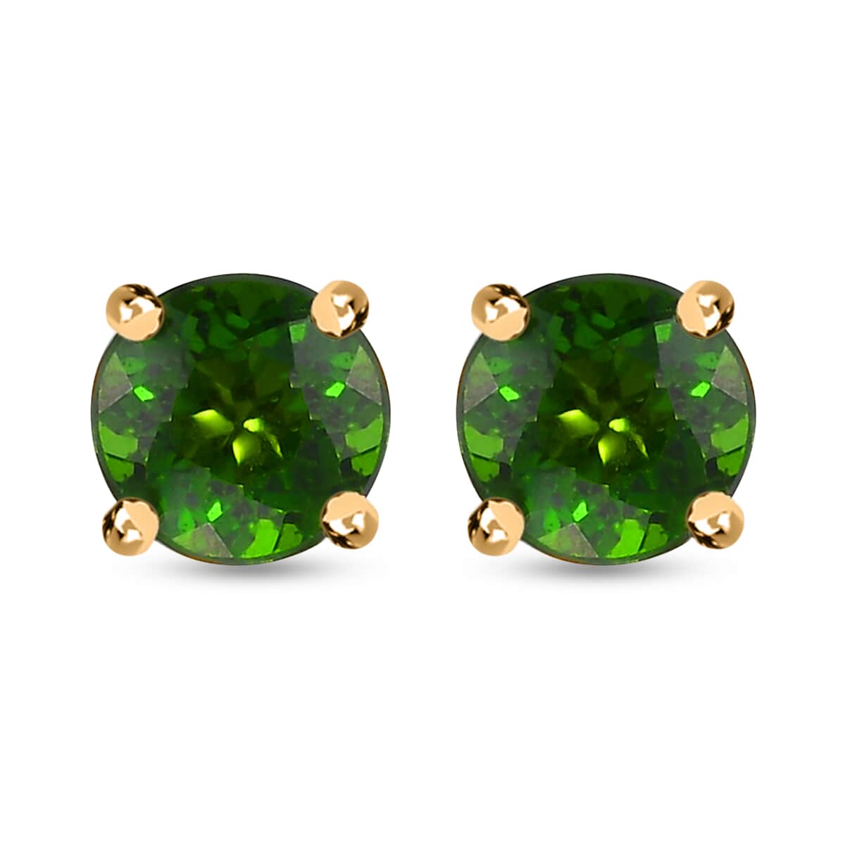 Luxoro Premium Chrome Diopside 1.00 ctw Solitaire Stud Earrings, 10K Yellow Gold Earrings, Gold Gifts For Her, Chrome Diopside Jewelry image number 0