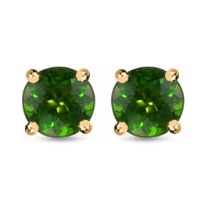 Luxoro Premium Chrome Diopside 1.00 ctw Solitaire Stud Earrings, 10K Yellow Gold Earrings, Gold Gifts For Her, Chrome Diopside Jewelry