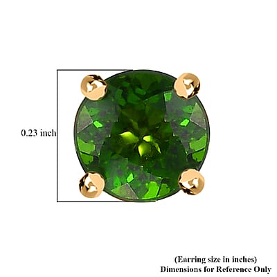 Luxoro Premium Chrome Diopside 1.00 ctw Solitaire Stud Earrings, 10K Yellow Gold Earrings, Gold Gifts For Her, Chrome Diopside Jewelry