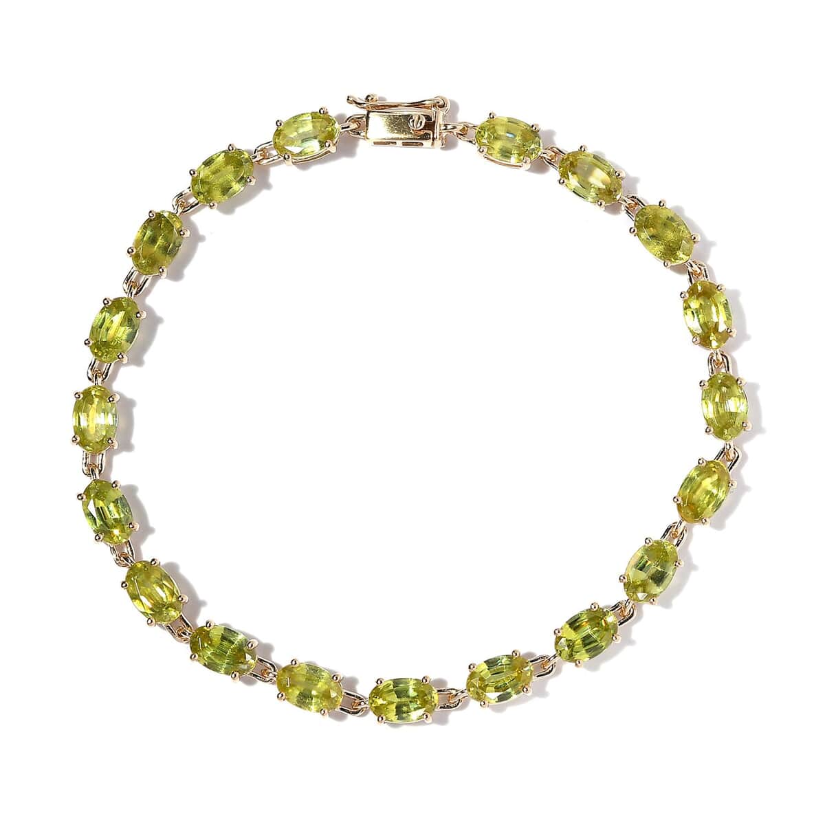 Luxoro 10K Yellow Gold AAA Sava Sphene Link Bracelet (6.50 In) 9.40 ctw image number 0