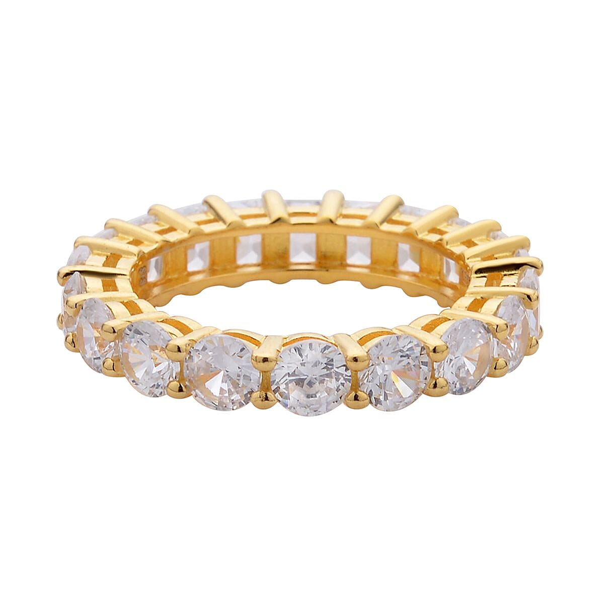 Simulated White Diamond Eternity Band Ring in 14K YG Over Sterling Silver (Size 6.0) 5.75 ctw image number 4