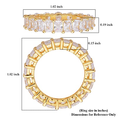 Lustro Stella Made with the Finest CZ Half Baguette Half Oval Eternity Band Ring in 14K YG Over Sterling Silver (Size 6.0) 5.75 ctw