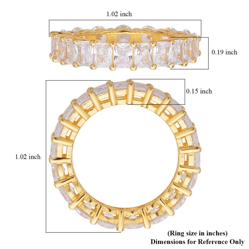 Lustro Stella Made with the Finest CZ Half Baguette Half Oval Eternity Band Ring in 14K YG Over Sterling Silver (Size 6.0) 5.75 ctw