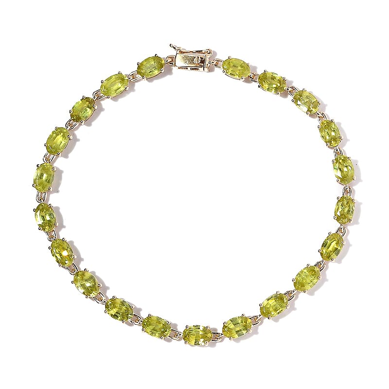 Luxoro 10K Yellow Gold AAA Sava Sphene Link Bracelet (7.25 In) 10.35 ctw