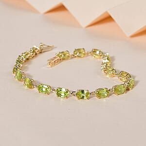 Luxoro 10K Yellow Gold AAA Sava Sphene Link Bracelet (7.25 In) 10.35 ctw