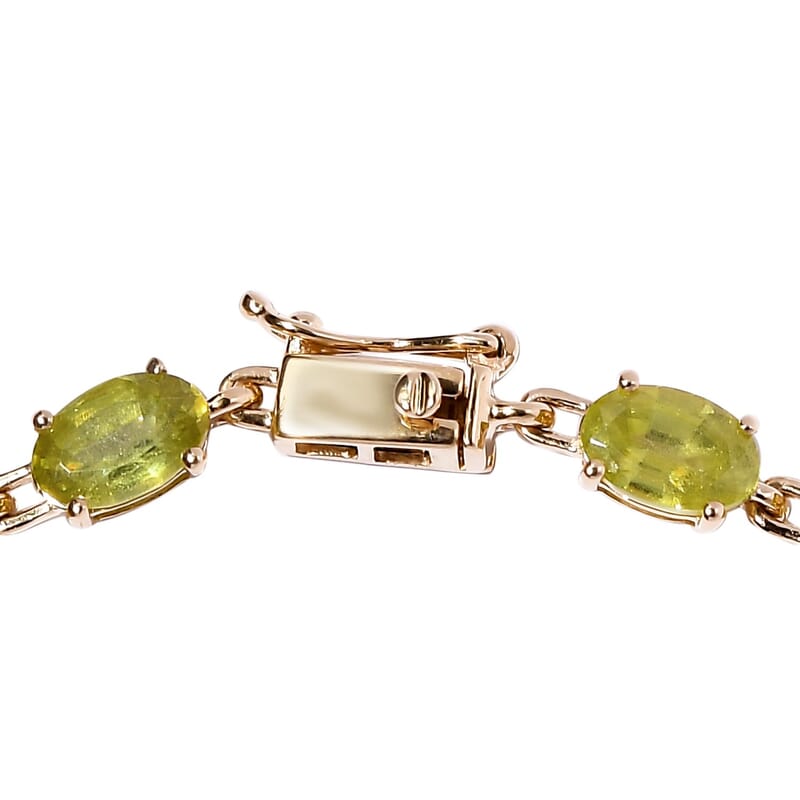 Luxoro 10K Yellow Gold AAA Sava Sphene Link Bracelet (7.25 In) 10.35 ctw