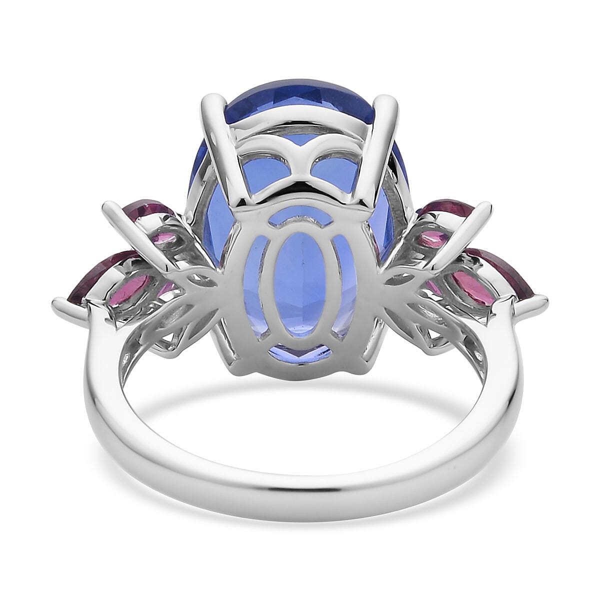 Color Change Fluorite (IR), Orissa Rhodolite Garnet Ring in Rhodium Over Sterling Silver (Size 10.0) 12.25 ctw image number 4
