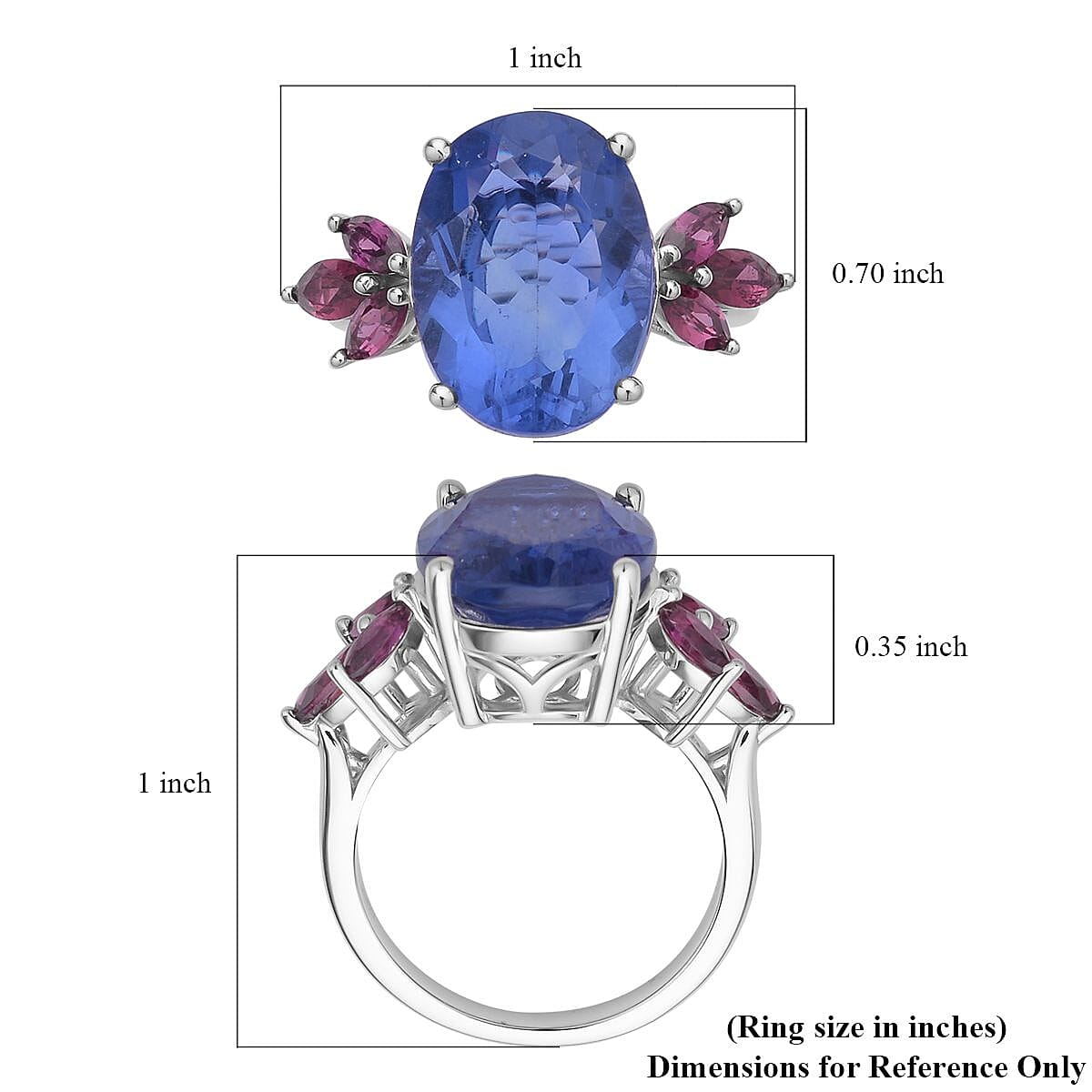 Color Change Fluorite (IR), Orissa Rhodolite Garnet Ring in Rhodium Over Sterling Silver (Size 10.0) 12.25 ctw image number 5