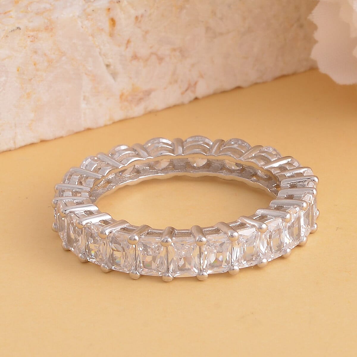 Lustro Stella Made with the Finest CZ Eternity Band Ring in Rhodium Over Sterling Silver (Size 10.0) 6.80 ctw image number 1