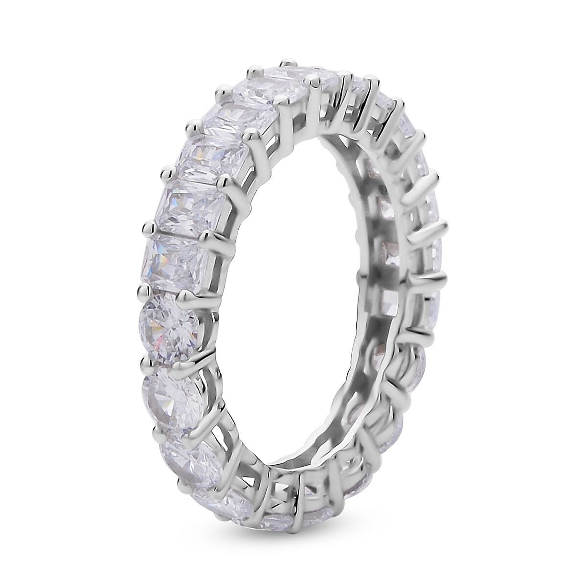 Lustro Stella Made with the Finest CZ Eternity Band Ring in Rhodium Over Sterling Silver (Size 10.0) 6.80 ctw image number 3