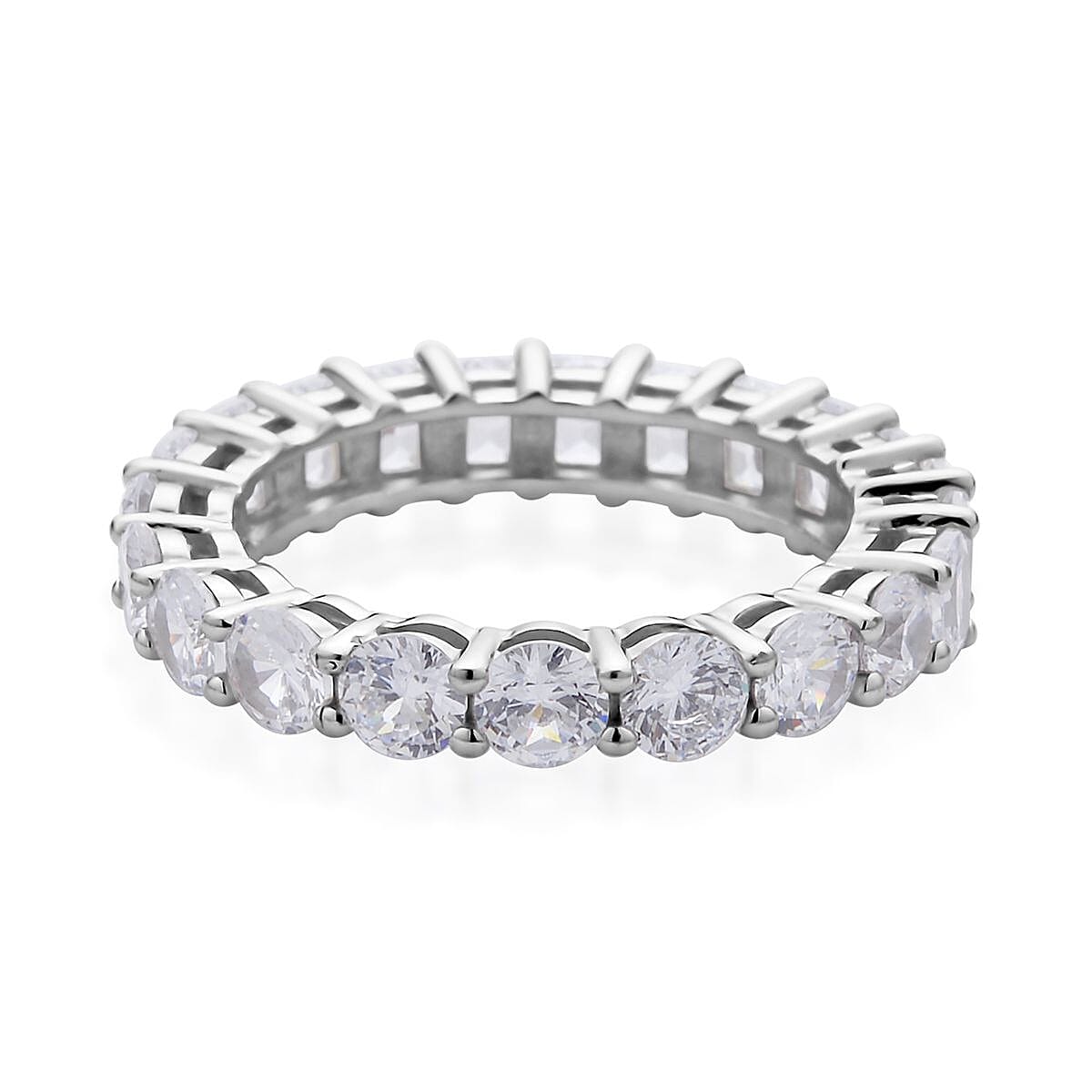 Lustro Stella Made with the Finest CZ Eternity Band Ring in Rhodium Over Sterling Silver (Size 10.0) 6.80 ctw image number 4