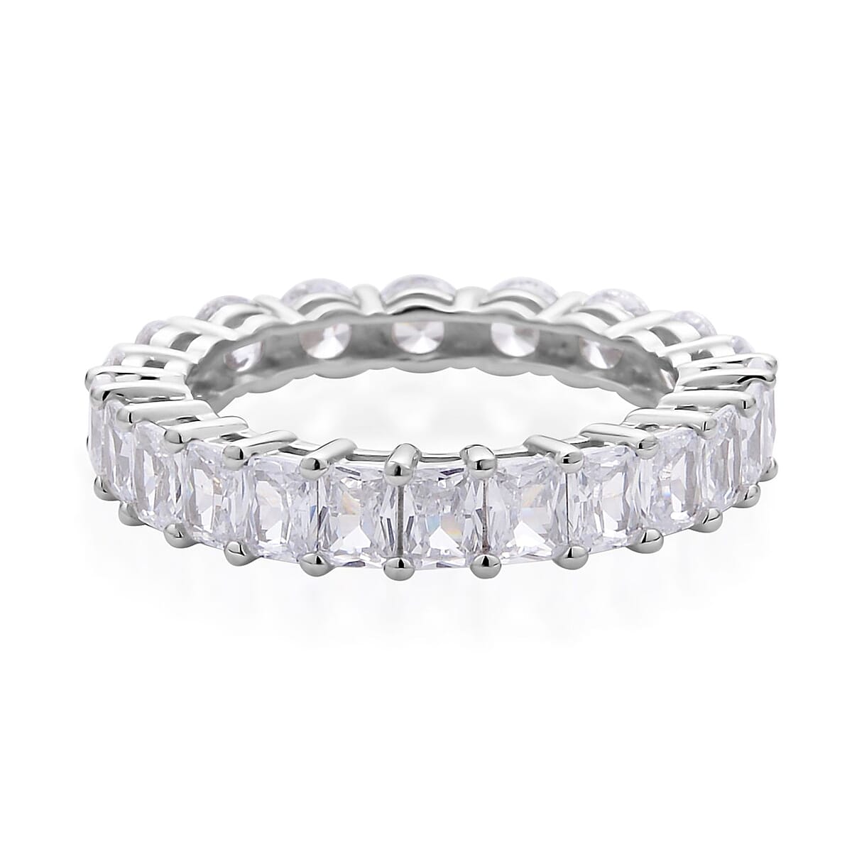 Lustro Stella Made with the Finest CZ Eternity Band Ring in Rhodium Over Sterling Silver (Size 10.0) 6.80 ctw image number 5