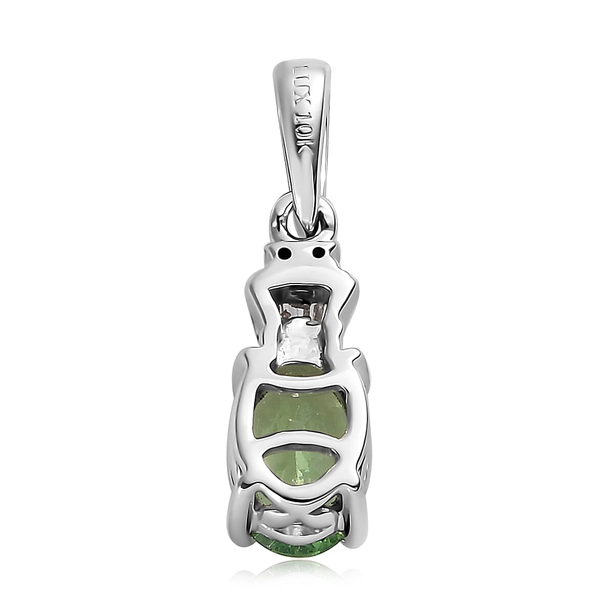 Luxoro 10K White Gold Premium Tsavorite Garnet and Diamond Pendant 0.85 ctw image number 4