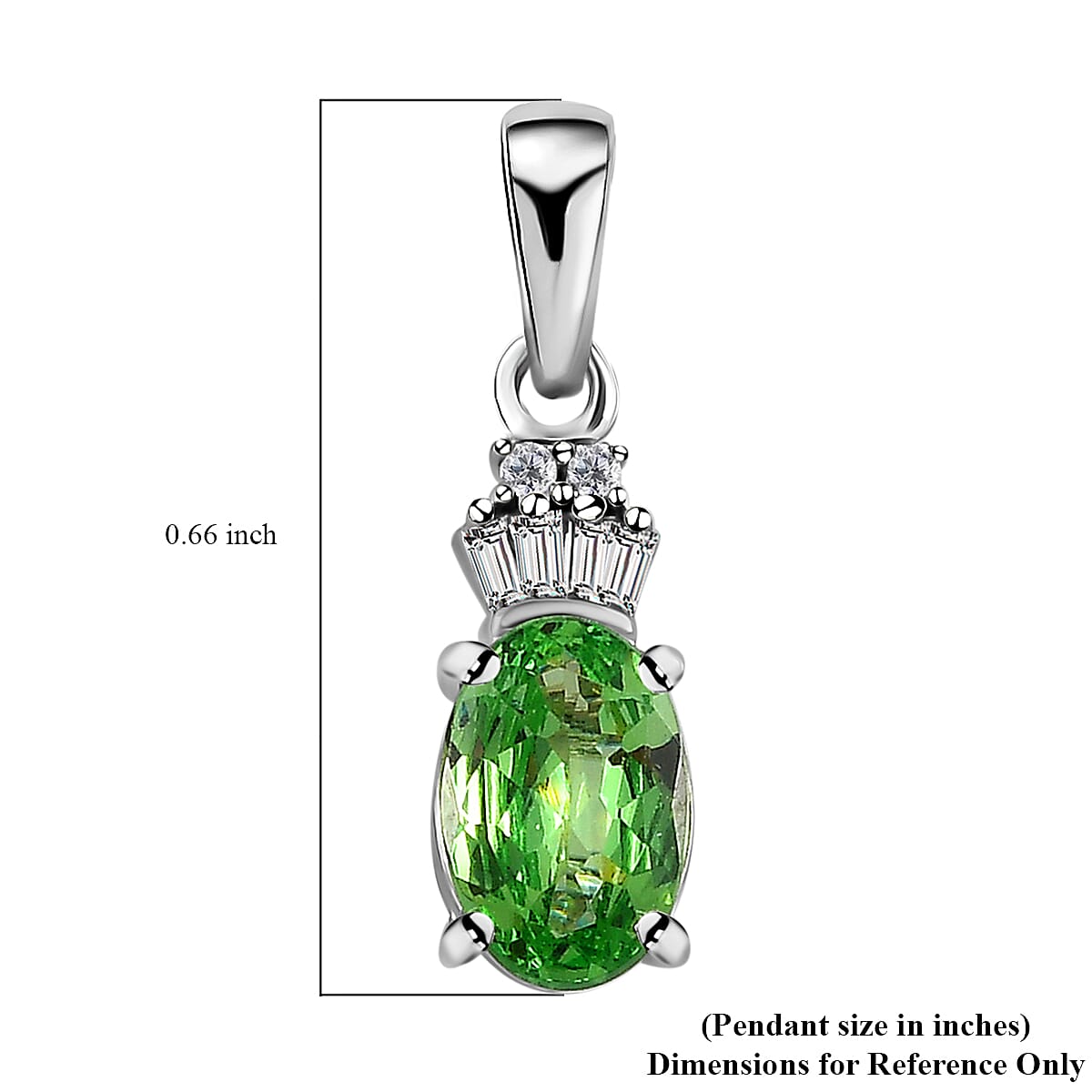 Luxoro 10K White Gold Premium Tsavorite Garnet and Diamond Pendant 0.85 ctw image number 5