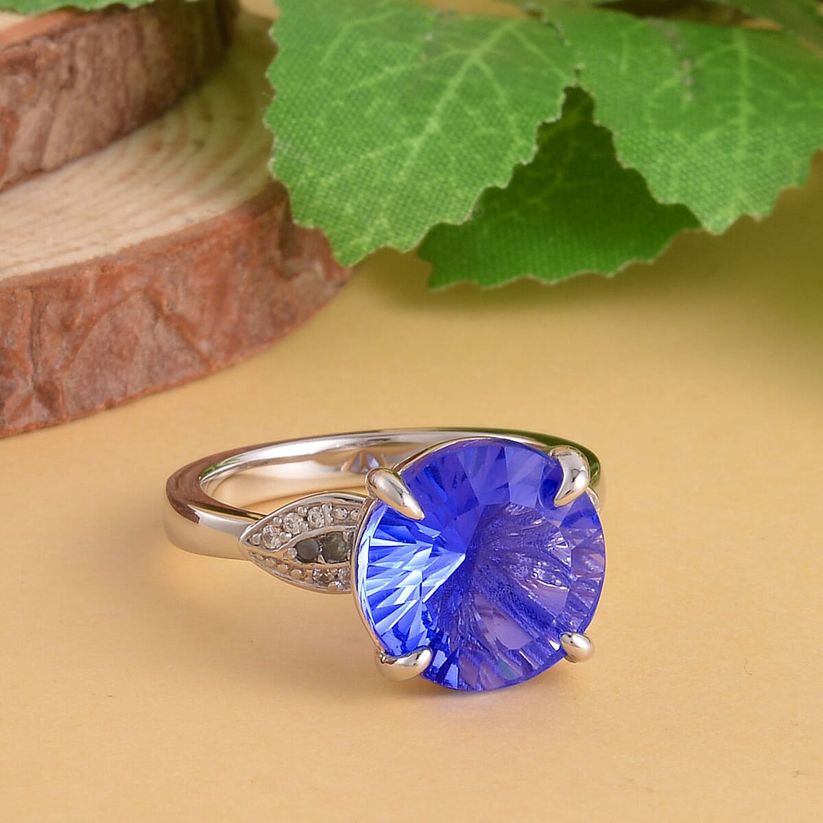 Concave Cut Color Change Fluorite and Multi Gemstone Ring in Rhodium Over Sterling Silver (Size 8.0) 7.25 ctw image number 1