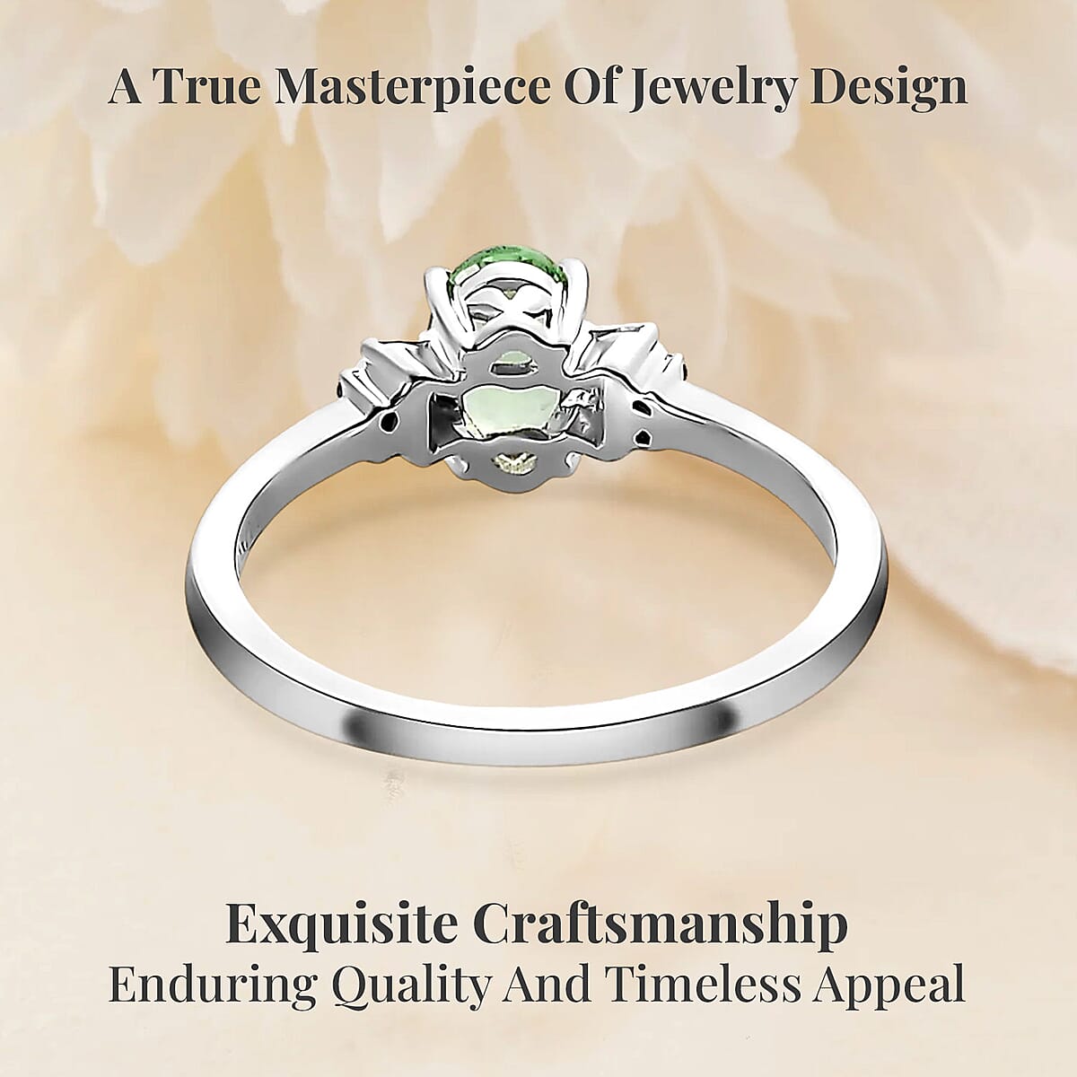 Luxoro 10K White Gold Premium Tsavorite Garnet and Diamond Ring (Size 5.0) 0.85 ctw image number 3