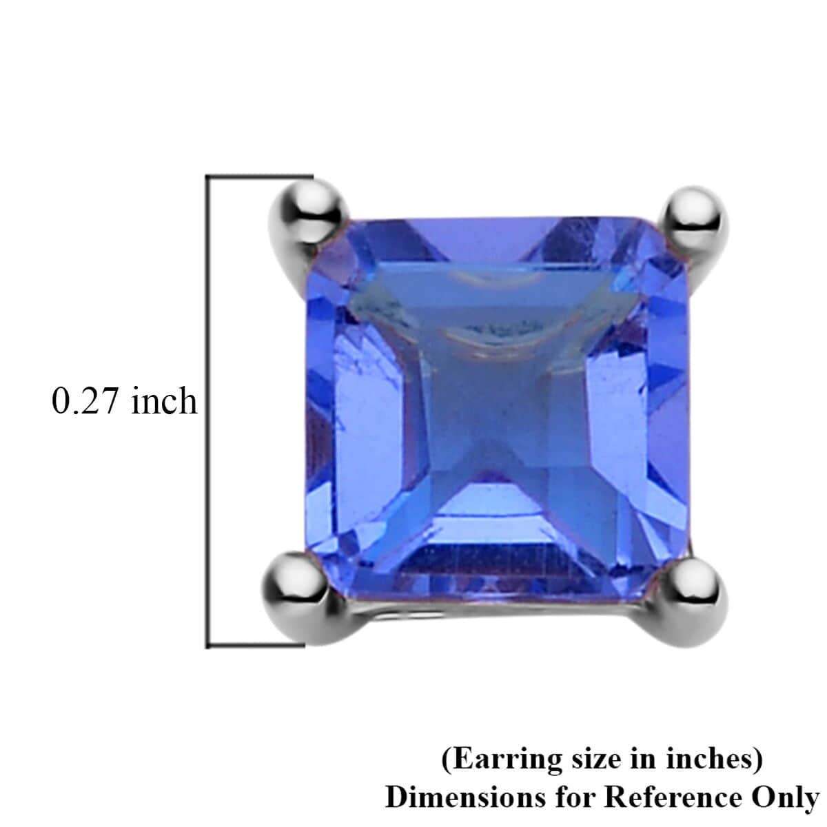 Asscher Cut Color Change Fluorite Solitaire Stud Earrings in Platinum Over Sterling Silver 2.70 ctw image number 4