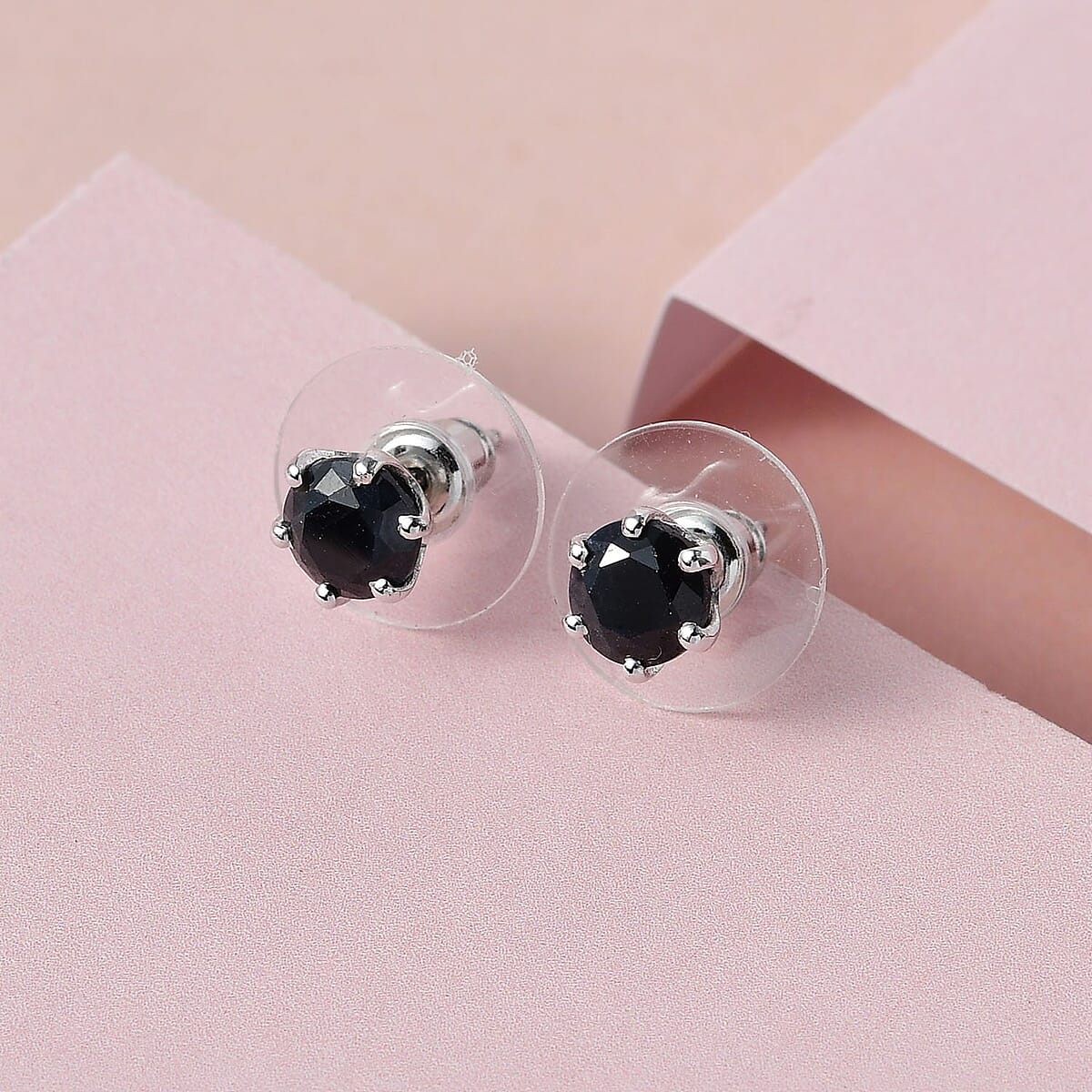 Midnight Sapphire Solitaire Stud Earrings in Platinum Over Sterling Silver 2.75 ctw image number 1