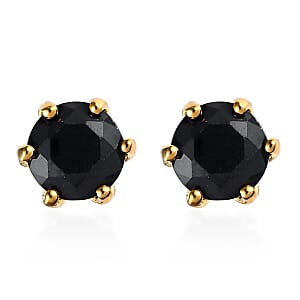 Midnight Sapphire Solitaire Stud Earrings in Vermeil Yellow Gold Over Sterling Silver 2.75 ctw