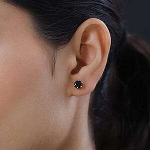Midnight Sapphire Solitaire Stud Earrings in Vermeil Yellow Gold Over Sterling Silver 2.75 ctw