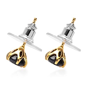 Midnight Sapphire Solitaire Stud Earrings in Vermeil Yellow Gold Over Sterling Silver 2.75 ctw