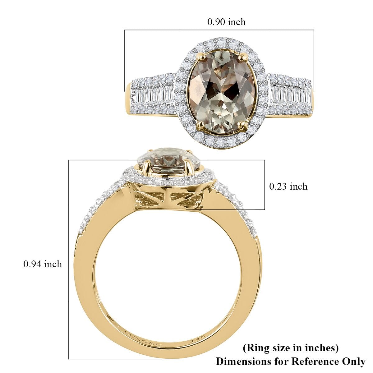 Luxoro AAA Turkizite and Diamond 2.50 ctw Cocktail Ring in 14K Yellow Gold (Size 7.0) image number 5