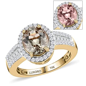 Luxoro AAA Turkizite and Diamond 2.50 ctw Cocktail Ring in 14K Yellow Gold (Size 8.0)