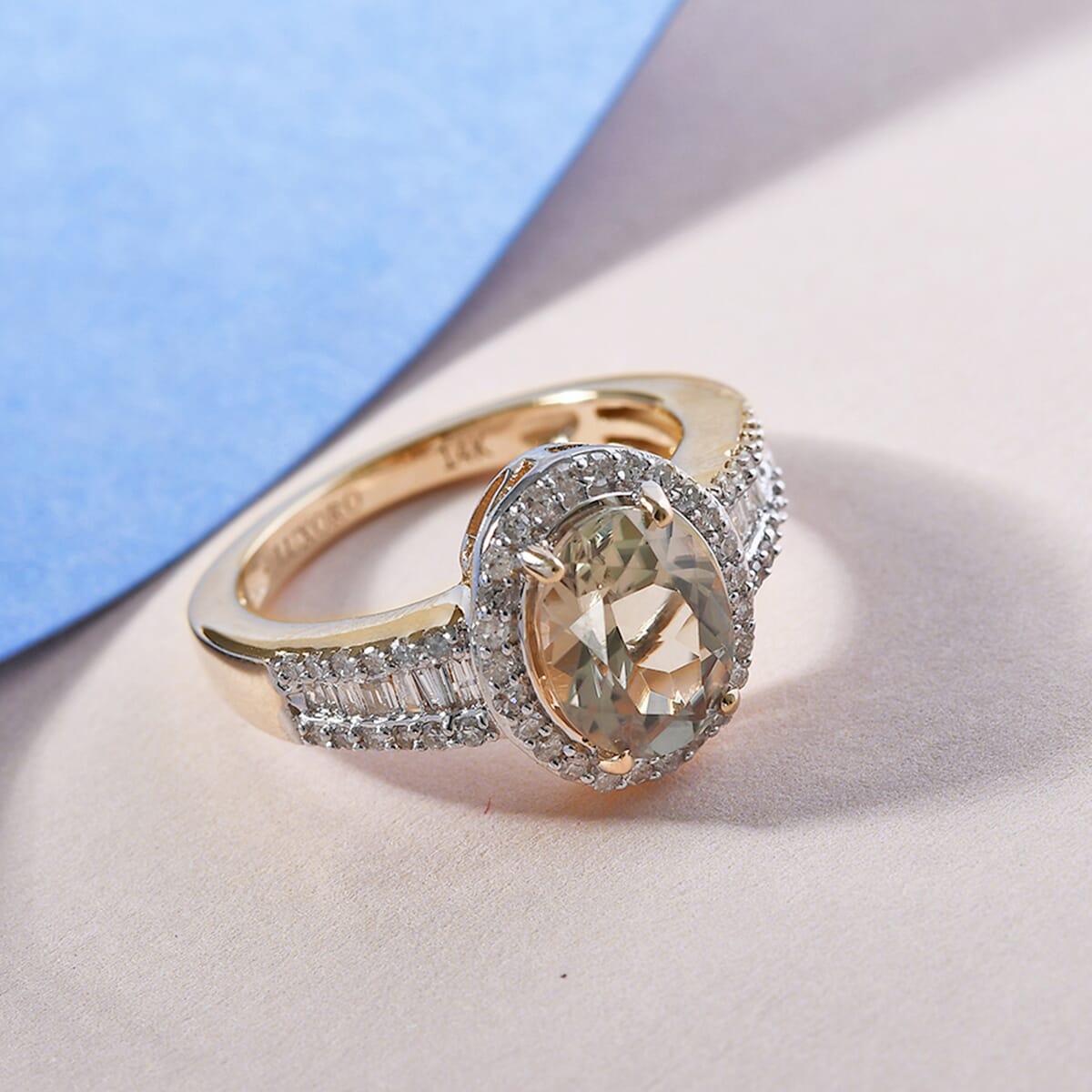 Luxoro AAA Turkizite and Diamond 2.50 ctw Cocktail Ring in 14K Yellow Gold (Size 9.0) image number 1