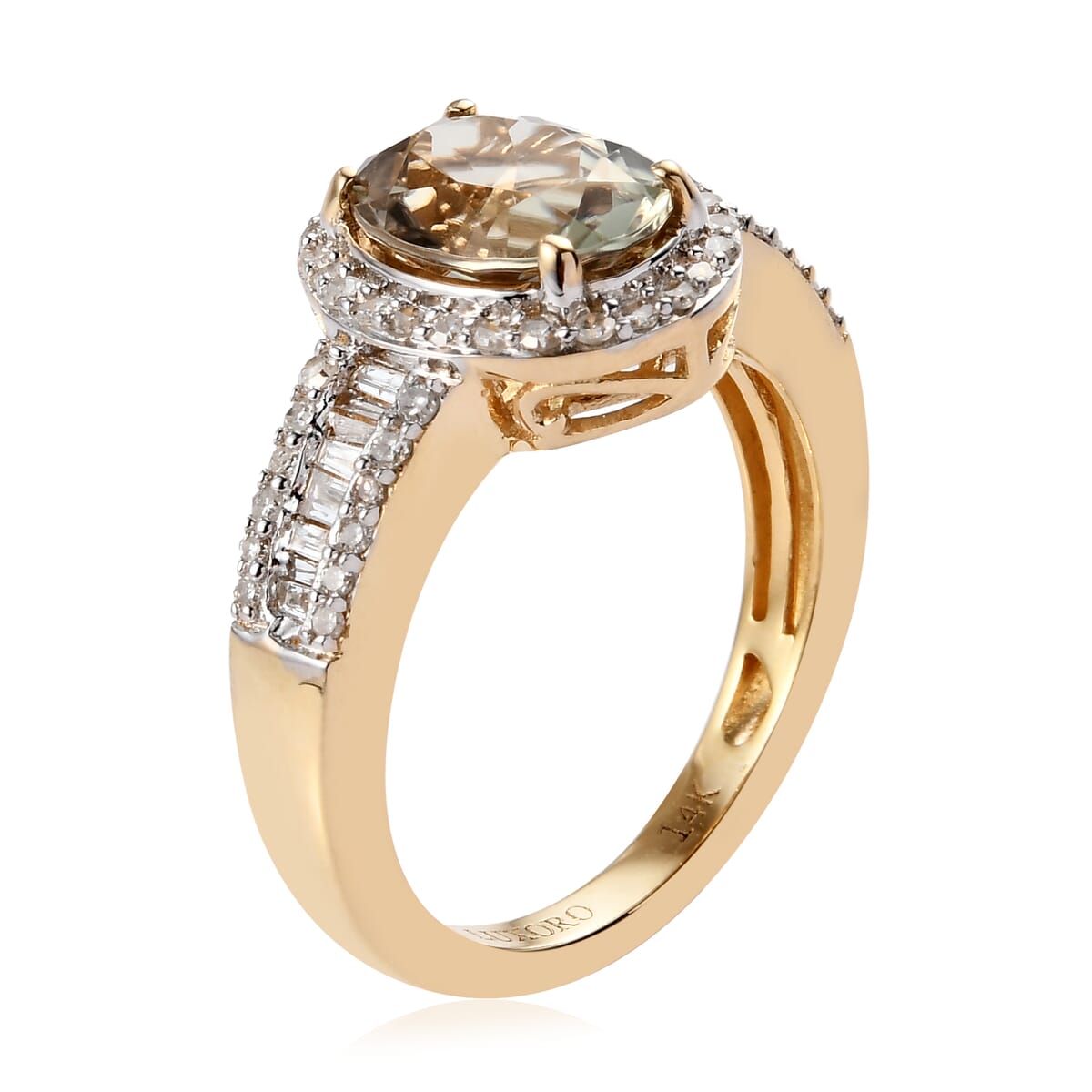 Luxoro AAA Turkizite and Diamond 2.50 ctw Cocktail Ring in 14K Yellow Gold (Size 9.0) image number 3