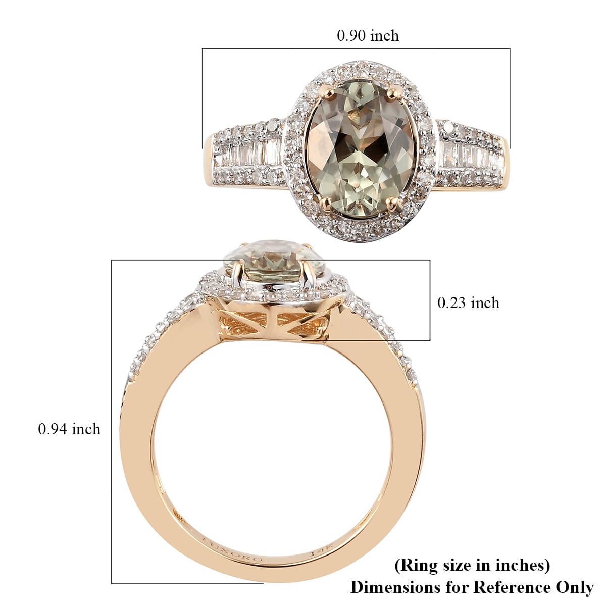 Luxoro AAA Turkizite and Diamond 2.50 ctw Cocktail Ring in 14K Yellow Gold (Size 9.0) image number 5