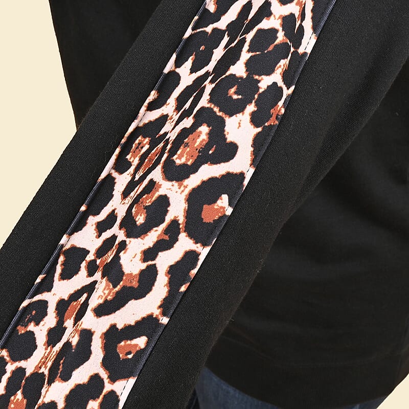 Tamsy Black 100% Cotton Knitted Fleece Sweat Shirt with Print on Sleeves Size - L