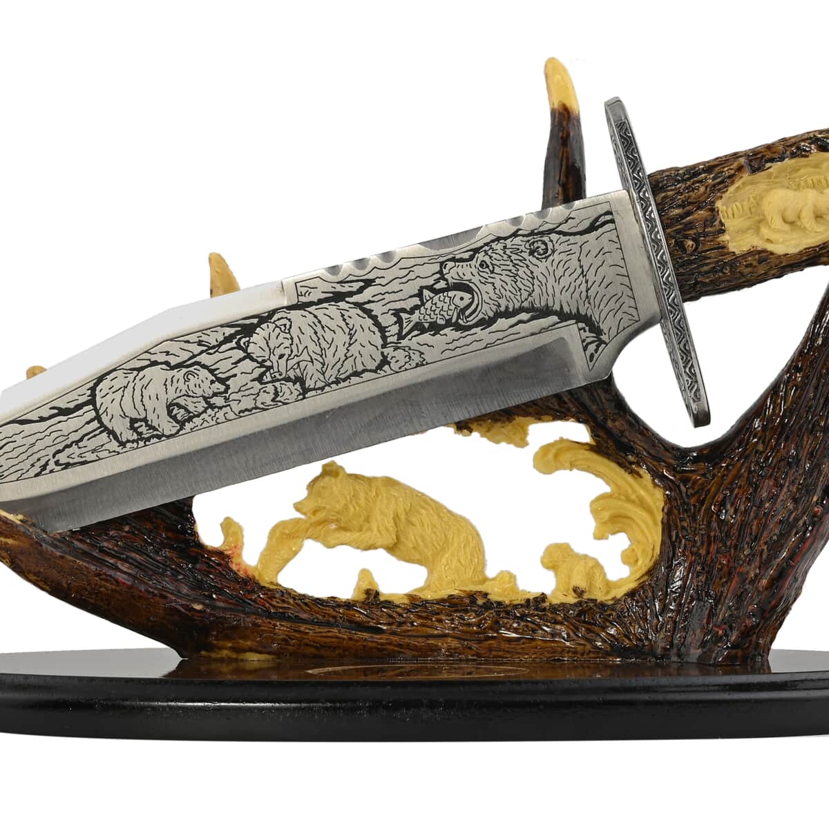Bear Laser Etched Blade with Carved Stand (9.25 in) image number 5