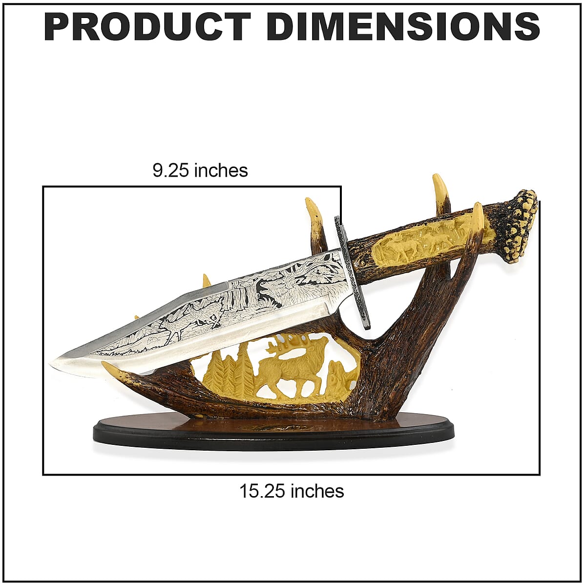 Deer Laser Etched Blade with Carved Stand image number 3