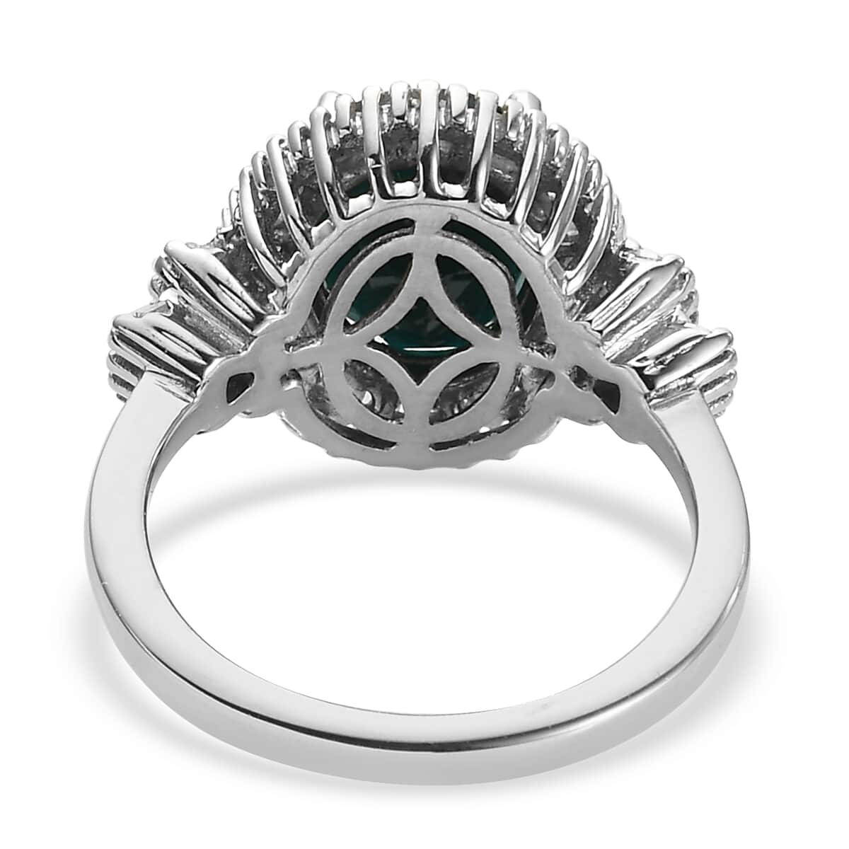 Teal Grandidierite and Diamond Ballerina Ring in Platinum Over Sterling Silver (Size 10.0) 3.25 ctw image number 4