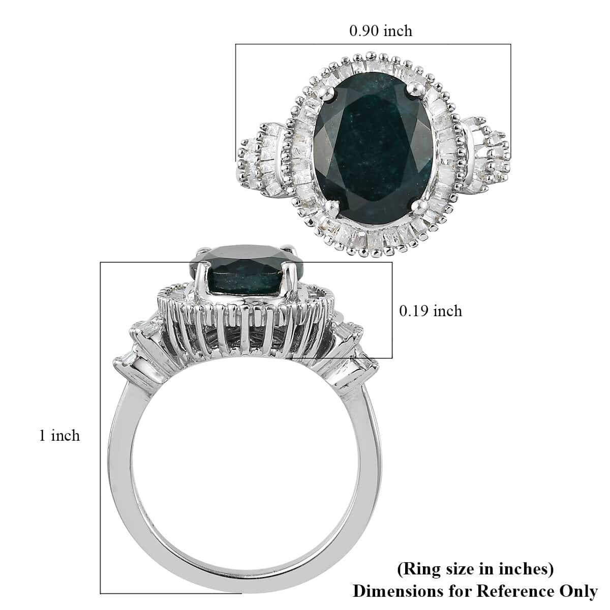 Teal Grandidierite and Diamond Ballerina Ring in Platinum Over Sterling Silver (Size 10.0) 3.25 ctw image number 5