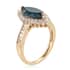 Luxoro 10K Yellow Gold AAA Teal Grandidierite and Natural White Zircon Halo Ring (Size 11.0) 2.70 Grams 2.65 ctw image number 3