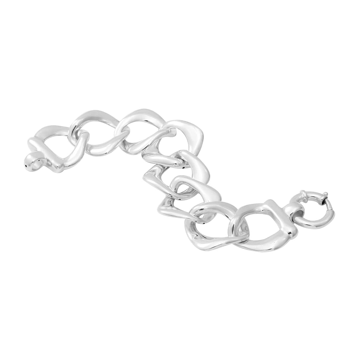 Designer Inspired Oversized Curb Chain Link Sterling Silver Statement Bracelet (8.00 In) 29 Grams image number 0