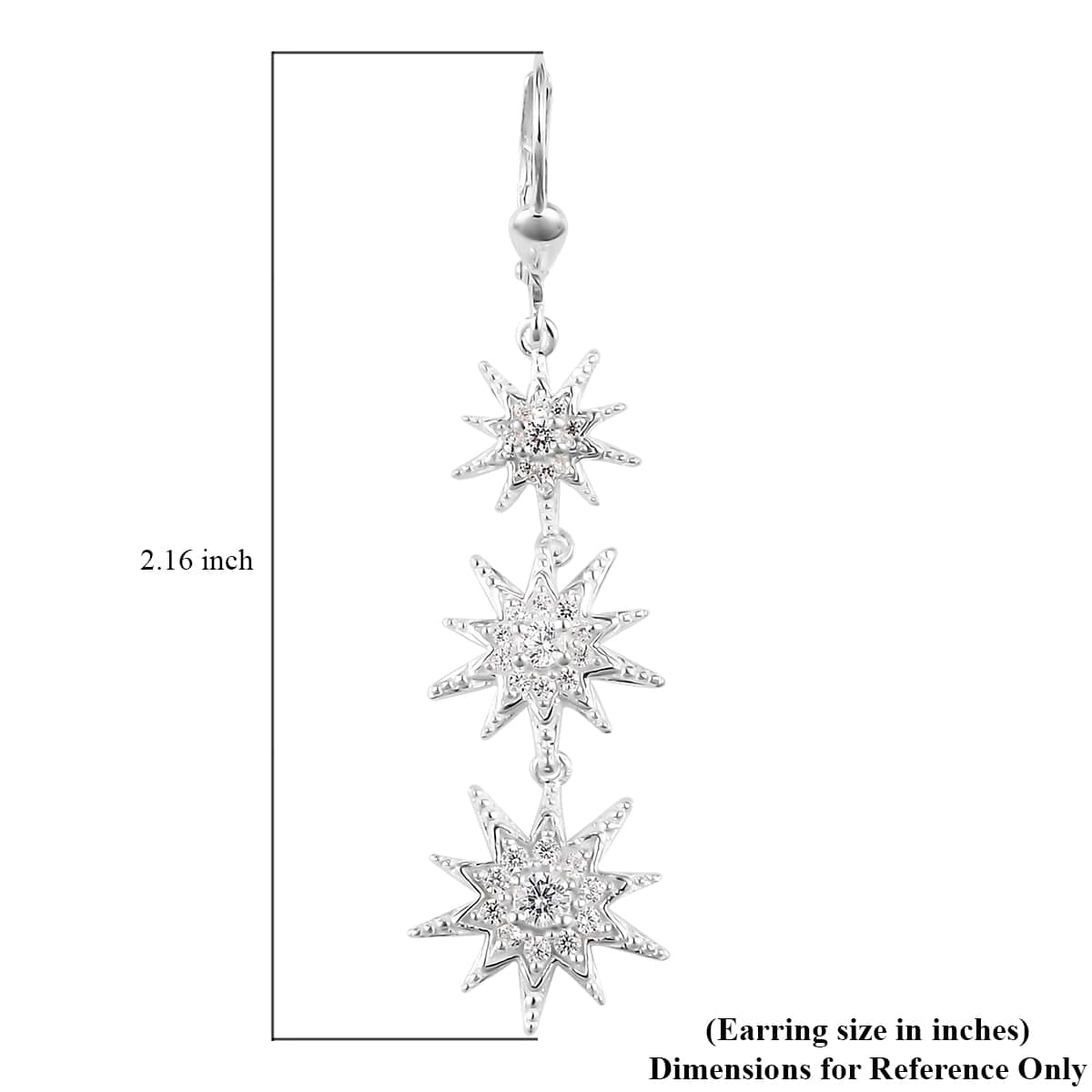 A Merry Little Christmas Jewelry Gift Set with Simulated Diamond Starburst Drop 3 Tier Dangling Earrings in Sterling Silver 1.85 ctw image number 5