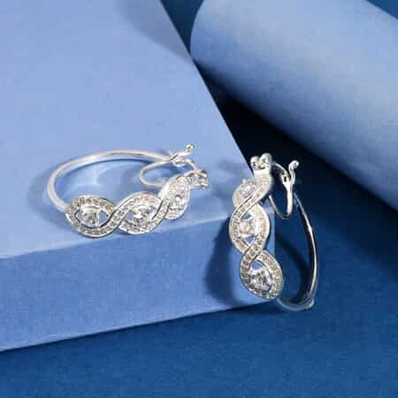 Cheryl Exclusive Pick Merry Christmas and Season's Greetings Jewelry Gift Set with Simulated Diamond J Hoop Infinity Earrings in Sterling Silver 2.00 ctw image number 2