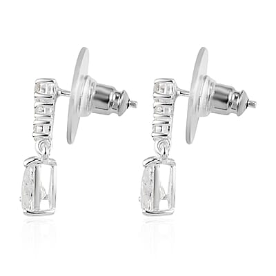 Merry Christmas and Season's Greetings Jewelry Gift Set with Simulated Diamond Pear Shape Drop Dangling Earrings in Sterling Silver 2.70 ctw