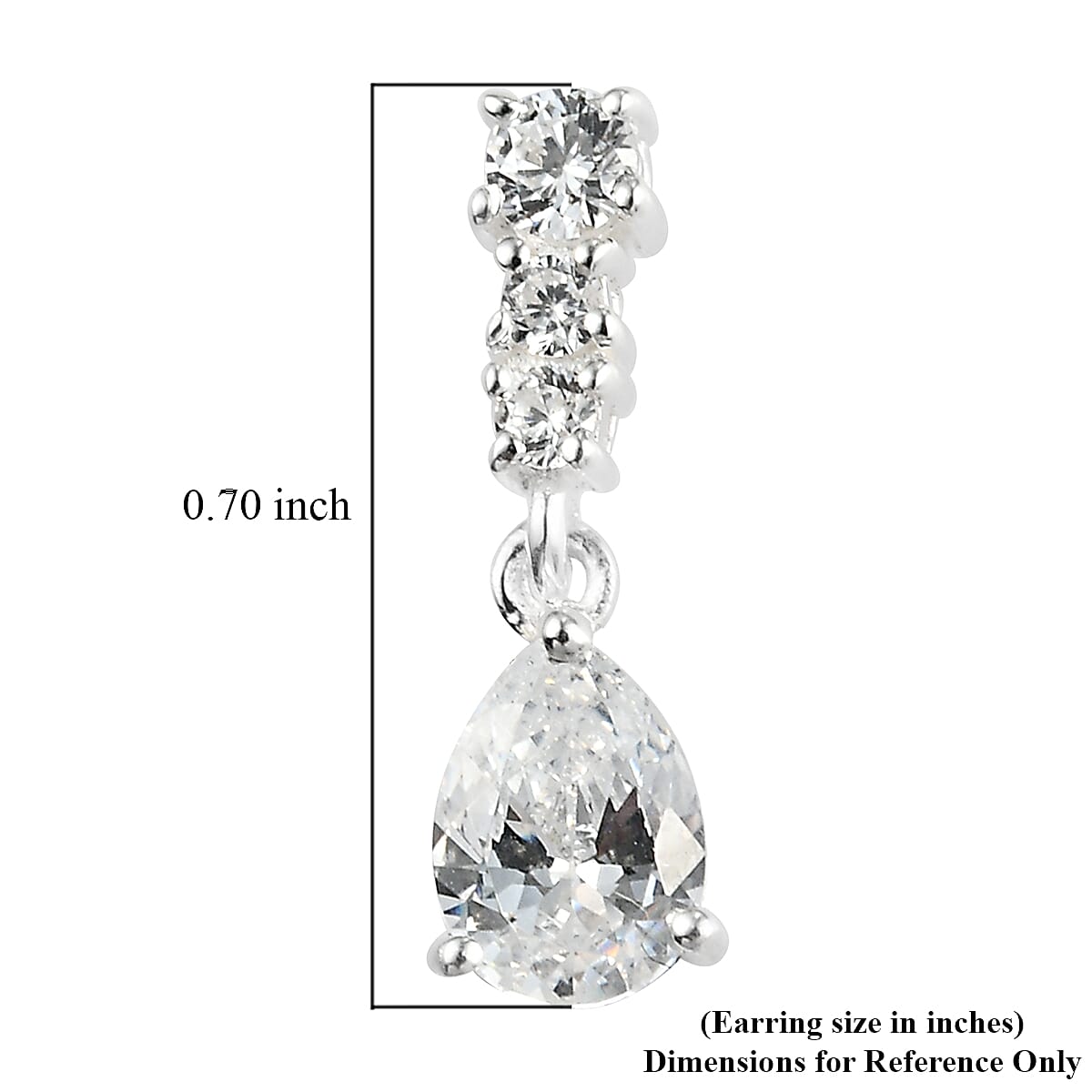 Merry Christmas and Season's Greetings Jewelry Gift Set with Simulated Diamond Pear Shape Drop Dangling Earrings in Sterling Silver 2.70 ctw