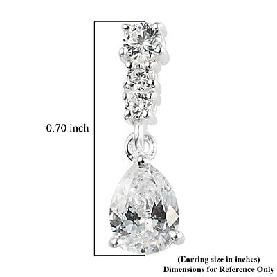Merry Christmas and Season's Greetings Jewelry Gift Set with Simulated Diamond Pear Shape Drop Dangling Earrings in Sterling Silver 2.70 ctw