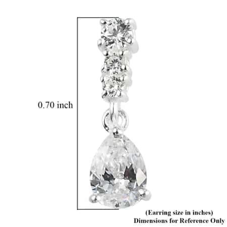 Merry Christmas and Season's Greetings Jewelry Gift Set with Simulated Diamond Pear Shape Drop Dangling Earrings in Sterling Silver 2.70 ctw image number 5