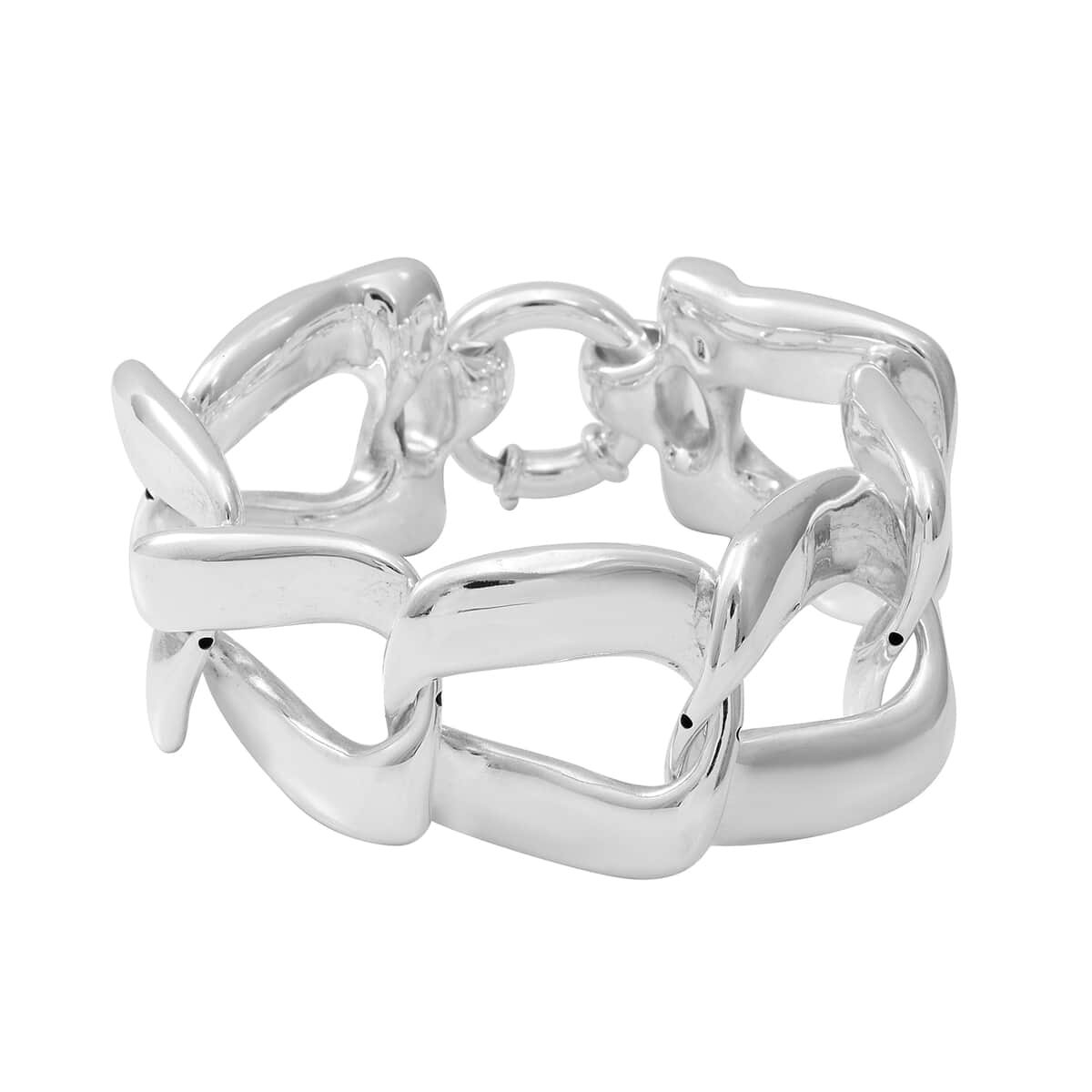 Designer Inspired Oversized Curb Chain Link Sterling Silver Statement Bracelet (8.00 In) 34.50 Grams image number 0