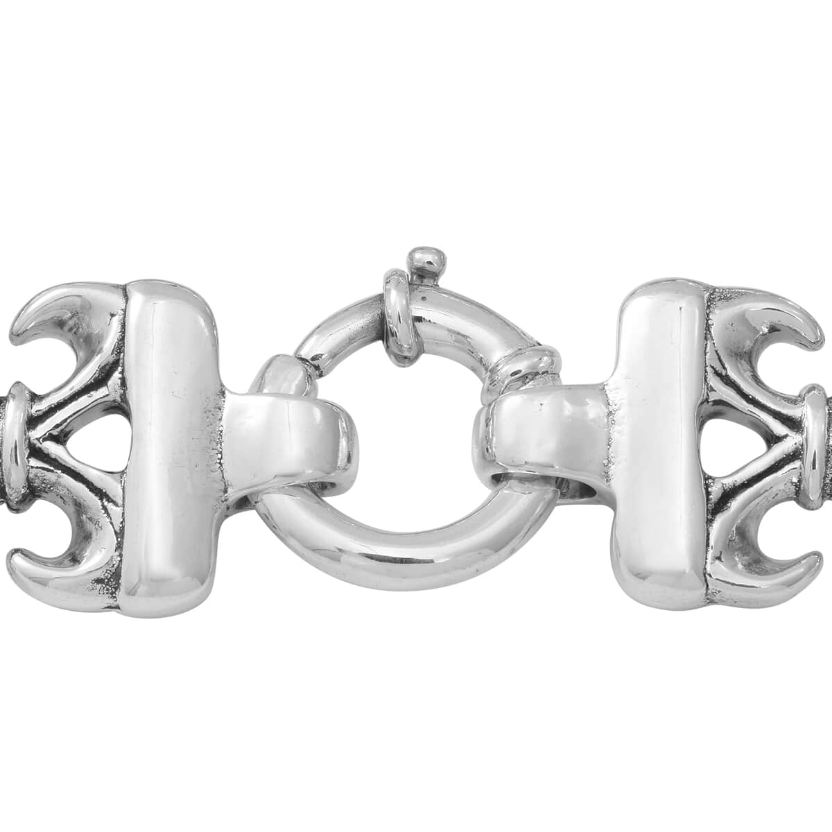 Jessica Exclusive Pick Designer Inspired Oversized Fleur de Lis Chain Link Sterling Silver Statement Bracelet (7.75 In) 25 Grams image number 1