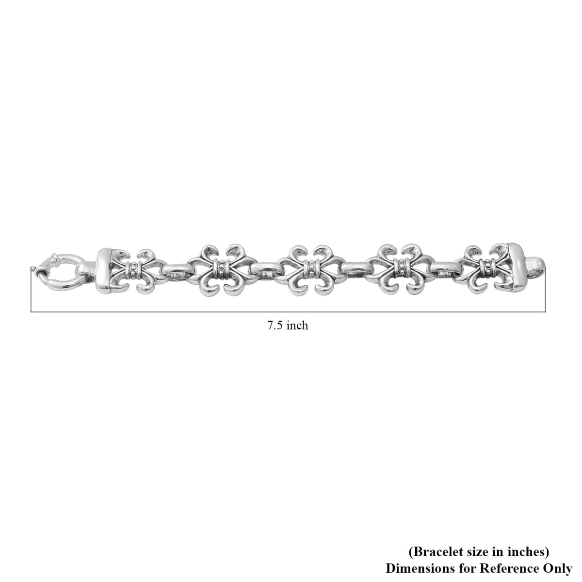 Jessica Exclusive Pick Designer Inspired Oversized Fleur de Lis Chain Link Sterling Silver Statement Bracelet (7.75 In) 25 Grams image number 2