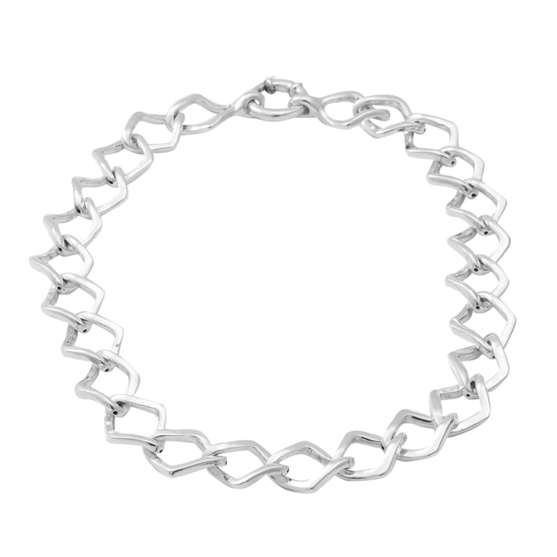 Designer Inspired Oversized Sterling Silver Statement Diamond Curb Necklace 19.75 Inches 44.30 Grams