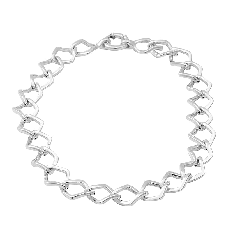 Designer Inspired Oversized Sterling Silver Statement Diamond Curb Necklace 19.75 Inches 44.30 Grams