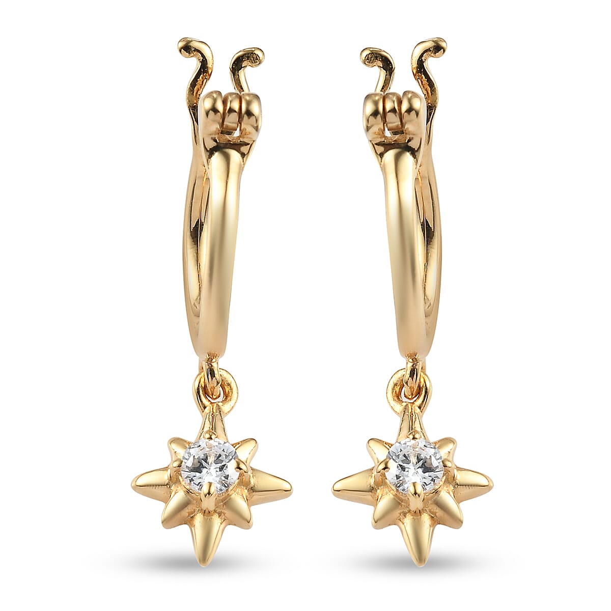 You are My Blessing Jewelry Gift Set with Simulated Diamond Starburst Hoop Earrings in 14K Yellow Gold Over Sterling Silver 0.50 ctw